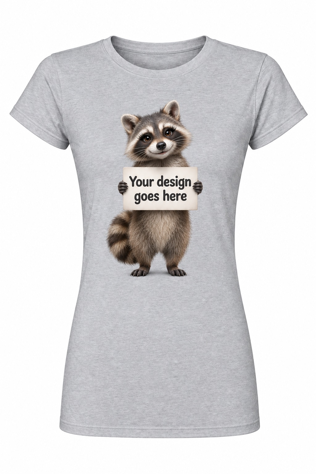 Grey Women's T-Shirt with Raccoon Mockup